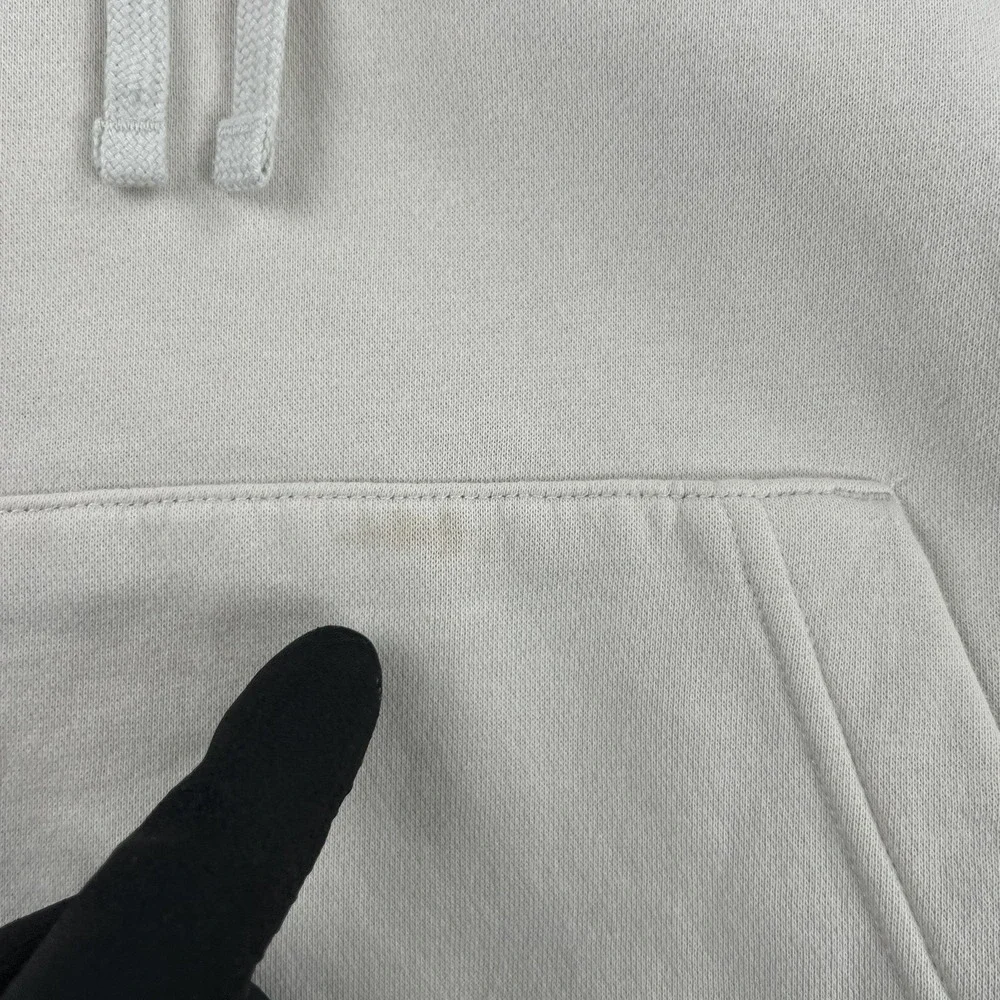 Nike Hoodie Mens L Cream Pullover Sweatshirt Embroidered Swoosh Fleece Athletic